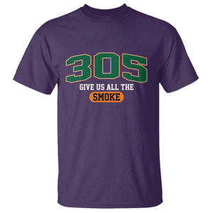 Miami 305 Give Us All The Smoke T Shirt Vintage Athletic Sports Florida FL TS10 Purple Print Your Wear