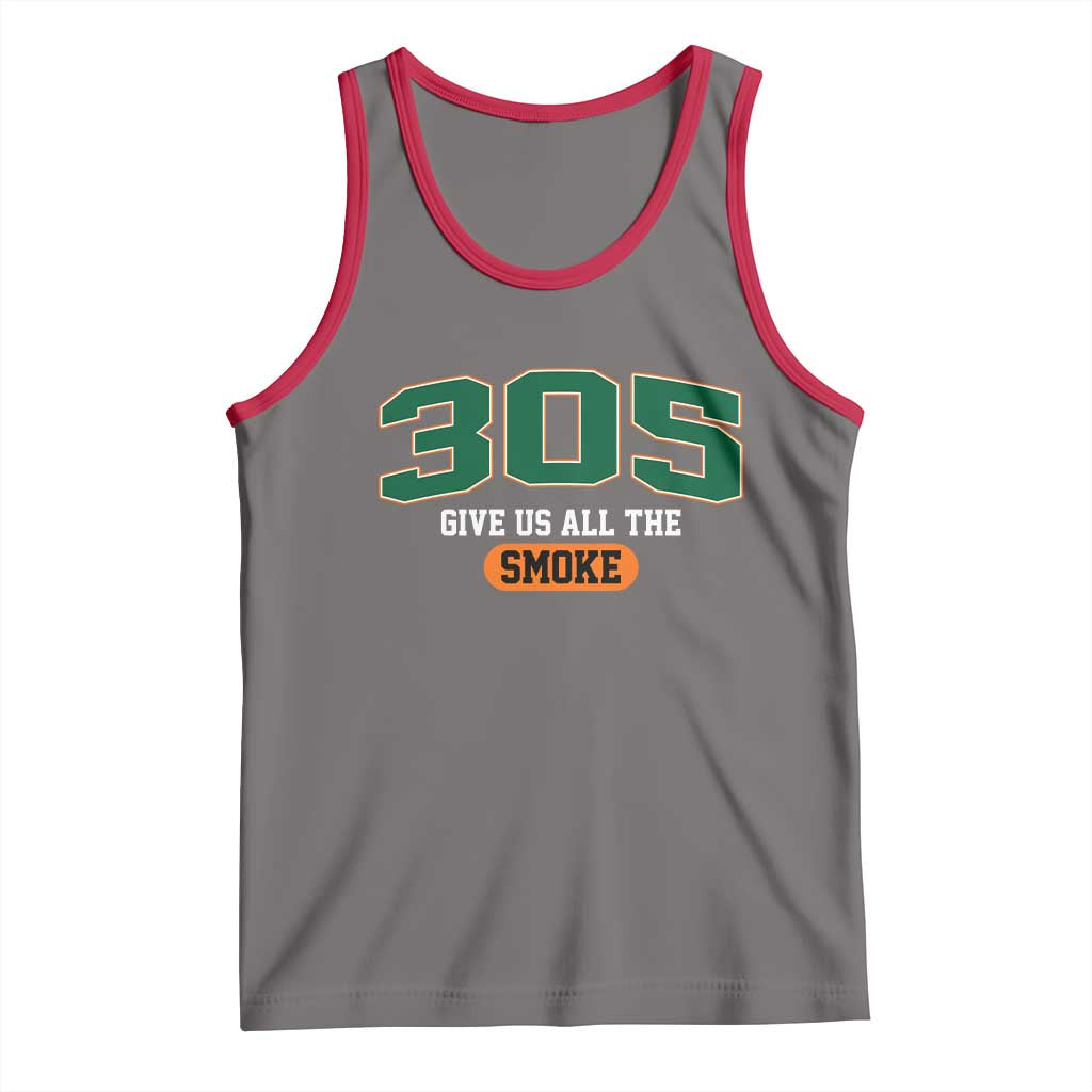 Miami 305 Give Us All The Smoke Tank Top Vintage Athletic Sports Florida FL TS10 Deep Heather Red Print Your Wear