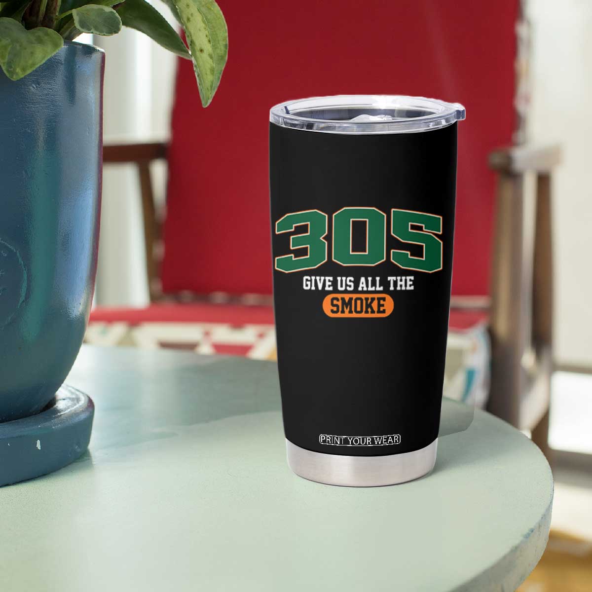 Miami 305 Give Us All The Smoke Tumbler Cup Vintage Athletic Sports Florida FL TS10 Print Your Wear