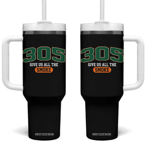 Miami 305 Give Us All The Smoke Tumbler With Handle Vintage Athletic Sports Florida FL TS10 One Size: 40 oz Black Print Your Wear