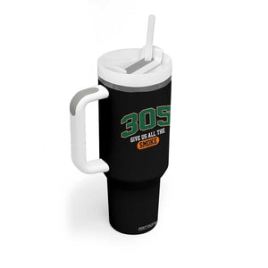 Miami 305 Give Us All The Smoke Tumbler With Handle Vintage Athletic Sports Florida FL TS10 Print Your Wear