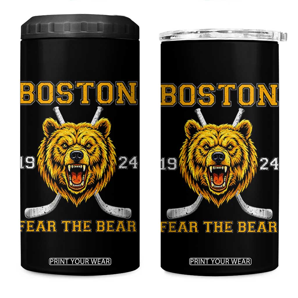 Boston Ice Hockey 4 in 1 Can Cooler Tumbler Retro Vintage Fear The Bear TS10 One Size: 16 oz Black Print Your Wear