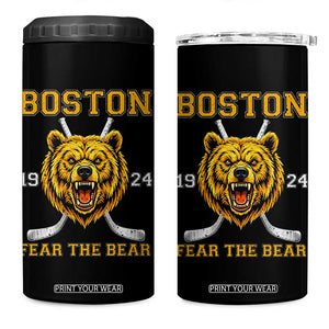 Boston Ice Hockey 4 in 1 Can Cooler Tumbler Retro Vintage Fear The Bear TS10 One Size: 16 oz Black Print Your Wear