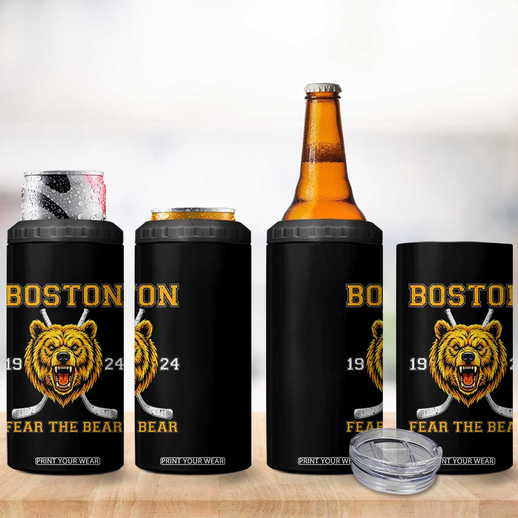 Boston Ice Hockey 4 in 1 Can Cooler Tumbler Retro Vintage Fear The Bear TS10 Print Your Wear