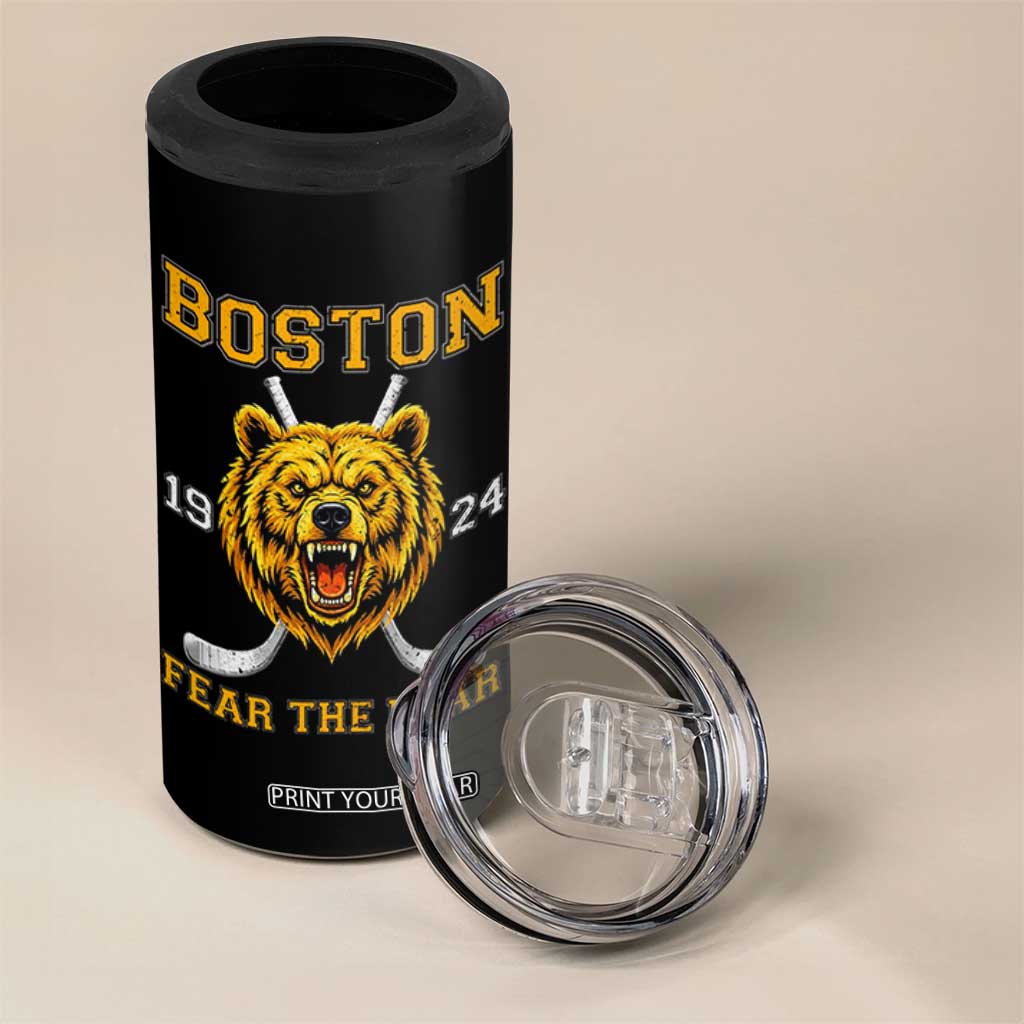 Boston Ice Hockey 4 in 1 Can Cooler Tumbler Retro Vintage Fear The Bear TS10 Print Your Wear