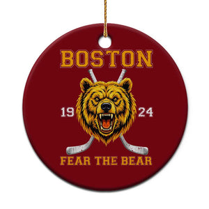 Boston Ice Hockey Ceramic Ornament Retro Vintage Fear The Bear TS10 1pc Red Print Your Wear