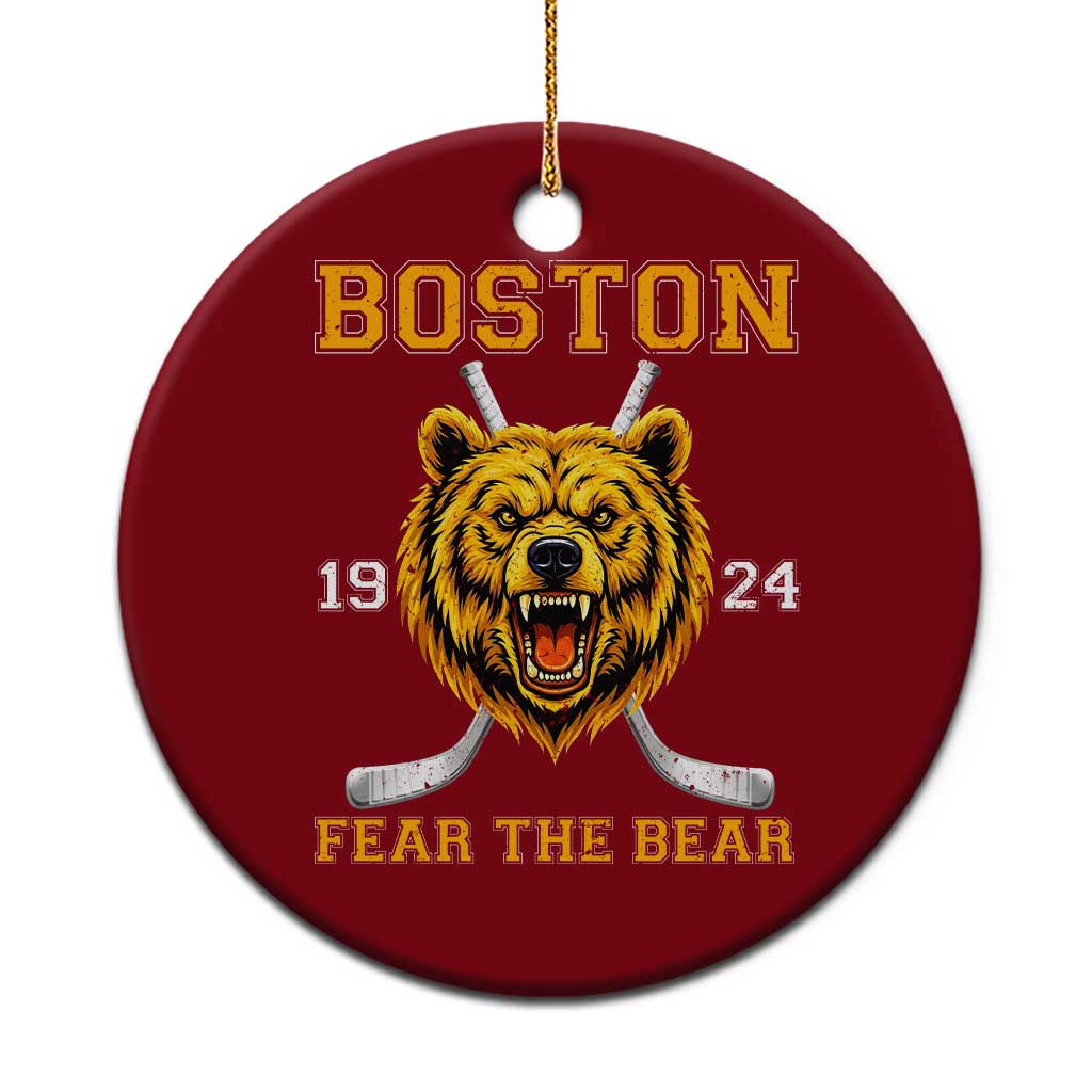 Boston Ice Hockey Ceramic Ornament Retro Vintage Fear The Bear TS10 1pc Red Print Your Wear