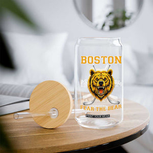 Boston Ice Hockey Glass Can Retro Vintage Fear The Bear TS10 Print Your Wear