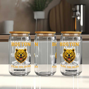 Boston Ice Hockey Glass Can Retro Vintage Fear The Bear TS10 Print Your Wear