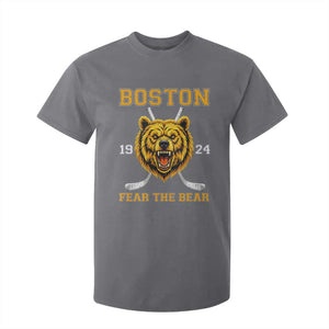 Boston Ice Hockey T Shirt For Kid Retro Vintage Fear The Bear TS10 Charcoal Print Your Wear