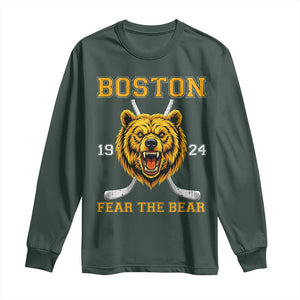 Boston Ice Hockey Long Sleeve Shirt Retro Vintage Fear The Bear TS10 Dark Forest Green Print Your Wear