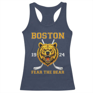 Boston Ice Hockey Racerback Tank Top Retro Vintage Fear The Bear TS10 Navy Print Your Wear