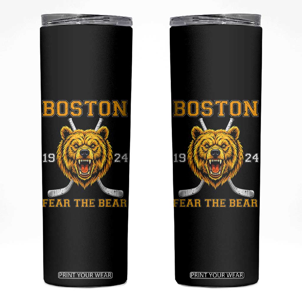 Boston Ice Hockey Skinny Tumbler Retro Vintage Fear The Bear TS10 Black Print Your Wear