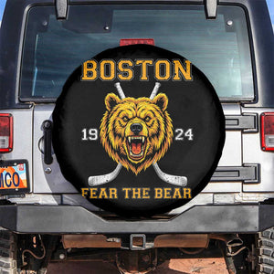 Boston Ice Hockey Spare Tire Cover Retro Vintage Fear The Bear TS10 No hole Black Print Your Wear