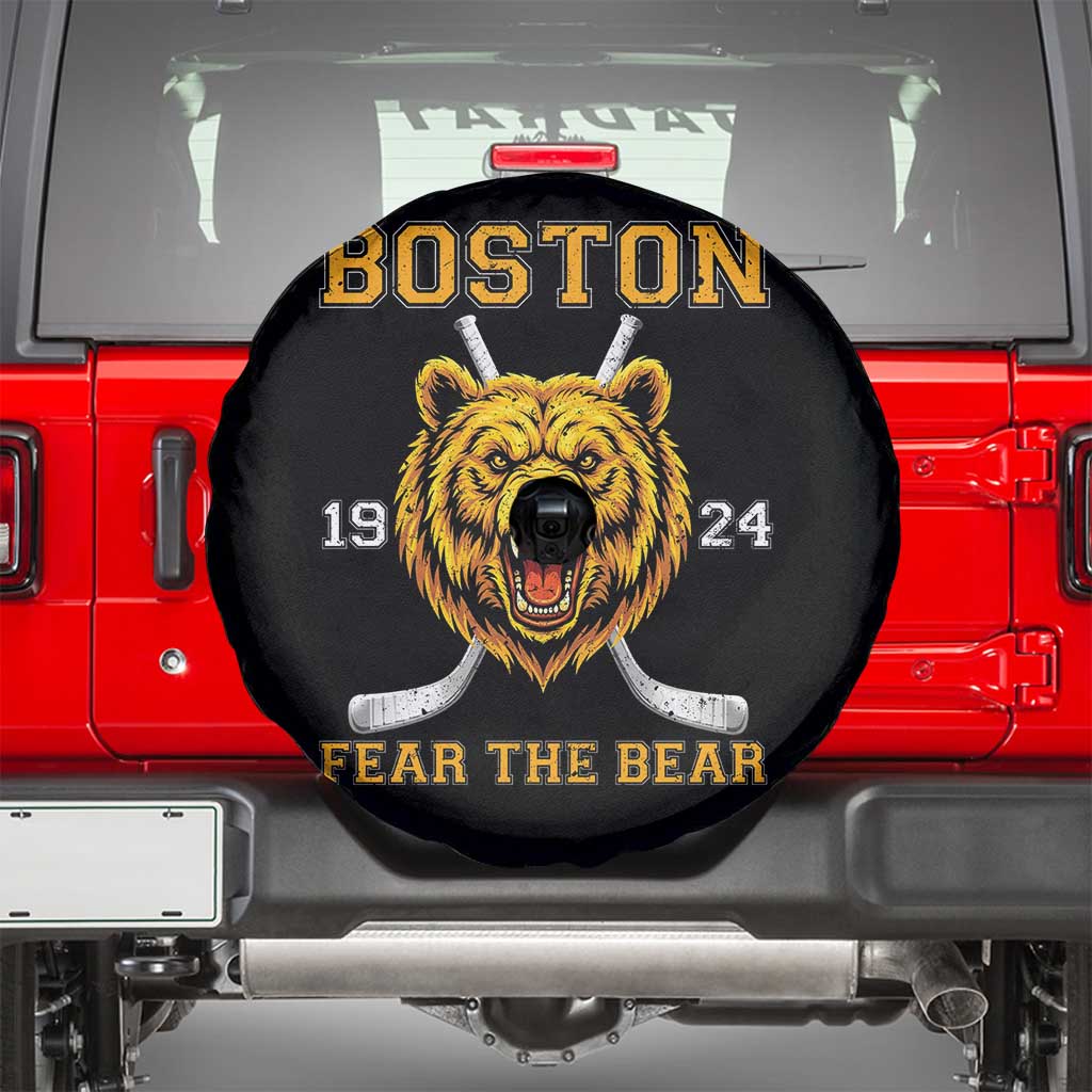 Boston Ice Hockey Spare Tire Cover Retro Vintage Fear The Bear TS10 Black Print Your Wear