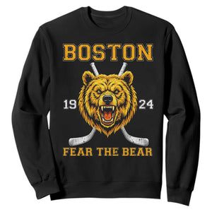 Boston Ice Hockey Sweatshirt Retro Vintage Fear The Bear TS10 Black Print Your Wear