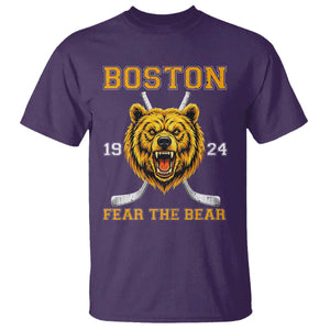 Boston Ice Hockey T Shirt Retro Vintage Fear The Bear TS10 Purple Print Your Wear