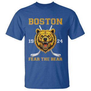 Boston Ice Hockey T Shirt Retro Vintage Fear The Bear TS10 Royal Blue Print Your Wear