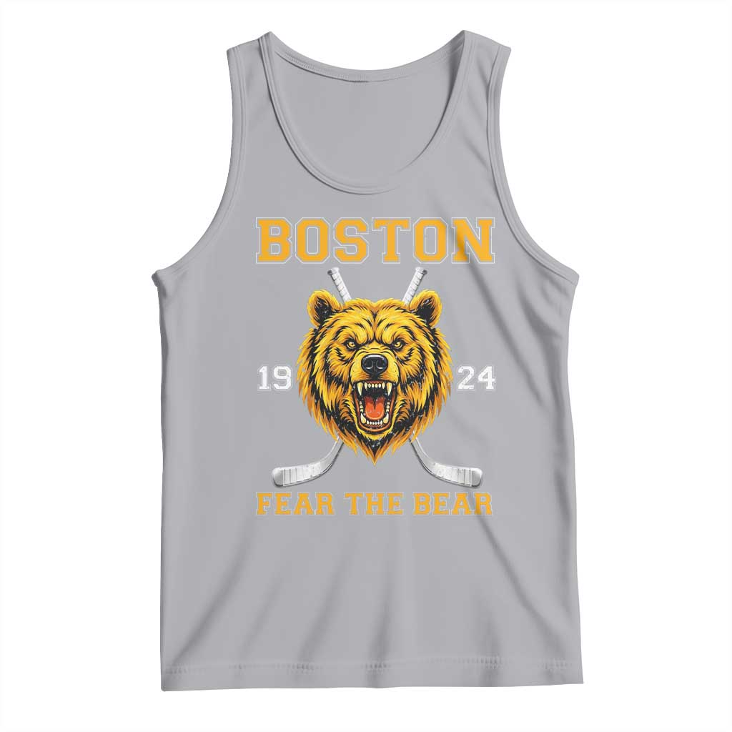 Boston Ice Hockey Tank Top Retro Vintage Fear The Bear TS10 Athletic Heather Print Your Wear
