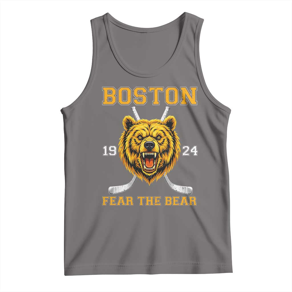 Boston Ice Hockey Tank Top Retro Vintage Fear The Bear TS10 Deep Heather Print Your Wear