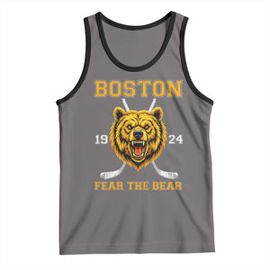 Boston Ice Hockey Tank Top Retro Vintage Fear The Bear TS10 Deep Heather Black Print Your Wear