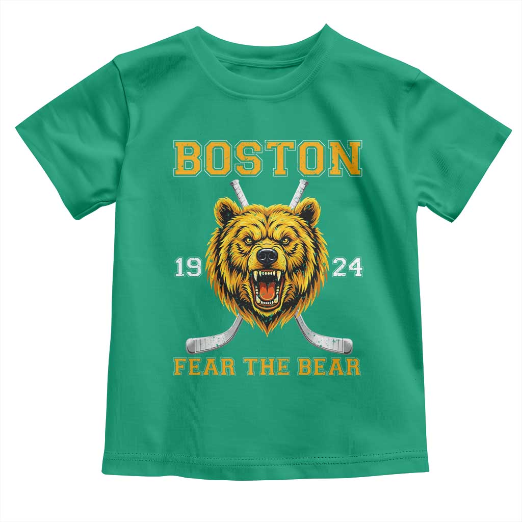 Boston Ice Hockey Toddler T Shirt Retro Vintage Fear The Bear TS10 Irish Green Print Your Wear