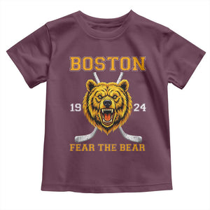 Boston Ice Hockey Toddler T Shirt Retro Vintage Fear The Bear TS10 Maroon Print Your Wear