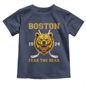 Boston Ice Hockey Toddler T Shirt Retro Vintage Fear The Bear TS10 Navy Print Your Wear