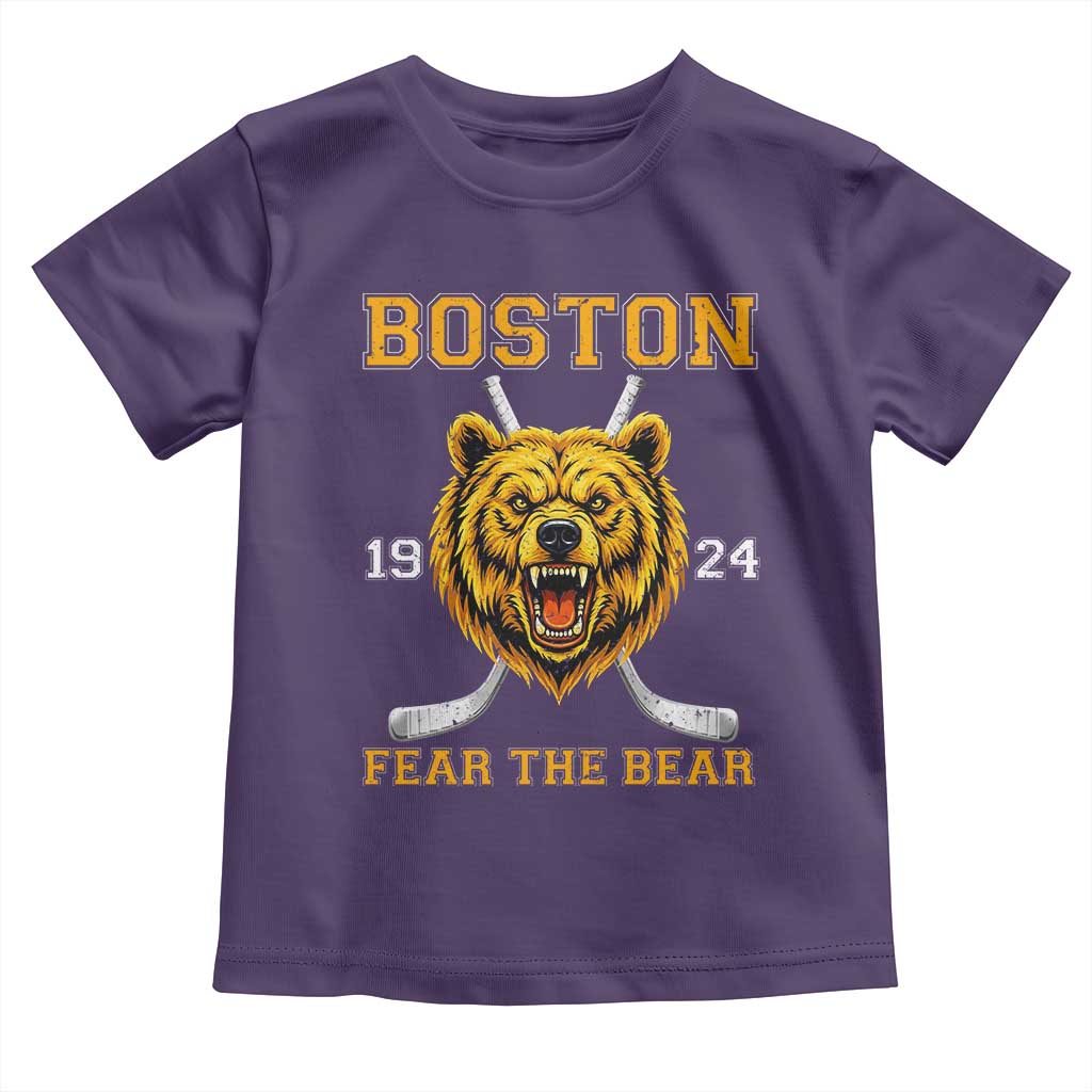 Boston Ice Hockey Toddler T Shirt Retro Vintage Fear The Bear TS10 Purple Print Your Wear