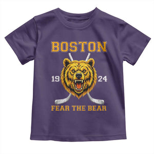 Boston Ice Hockey Toddler T Shirt Retro Vintage Fear The Bear TS10 Purple Print Your Wear