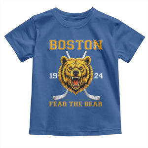 Boston Ice Hockey Toddler T Shirt Retro Vintage Fear The Bear TS10 Royal Blue Print Your Wear