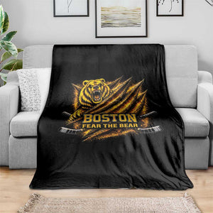 Boston Ice Hockey Throw Blanket Retro Fear The Bear Funny Sarcastic Saying TS10 Print Your Wear