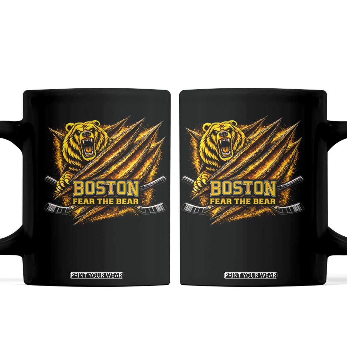 Boston Ice Hockey Coffee Mug Retro Fear The Bear Funny Sarcastic Saying TS10 Black Print Your Wear