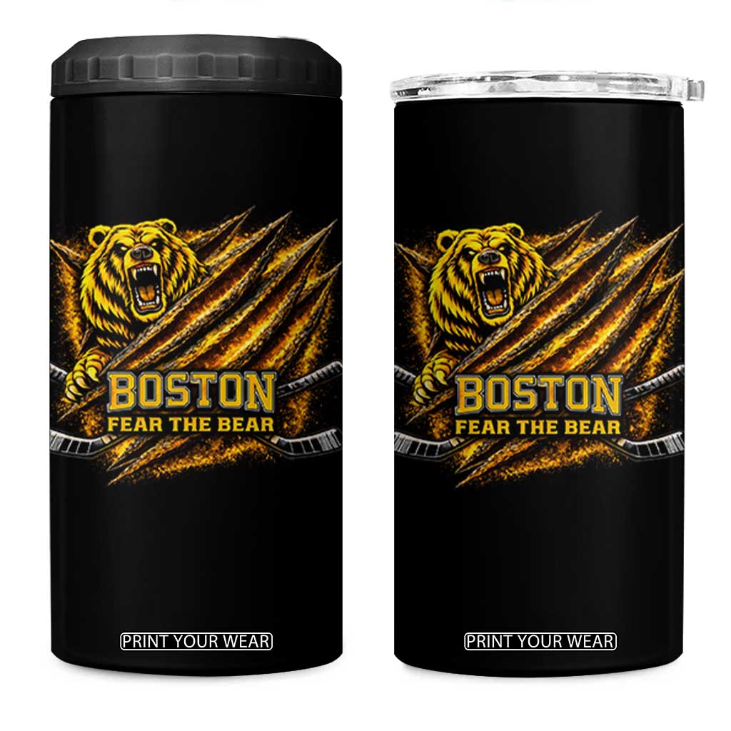 Boston Ice Hockey 4 in 1 Can Cooler Tumbler Retro Fear The Bear Funny Sarcastic Saying TS10 One Size: 16 oz Black Print Your Wear