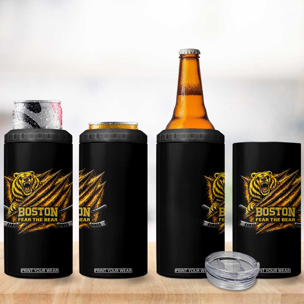 Boston Ice Hockey 4 in 1 Can Cooler Tumbler Retro Fear The Bear Funny Sarcastic Saying TS10 Print Your Wear