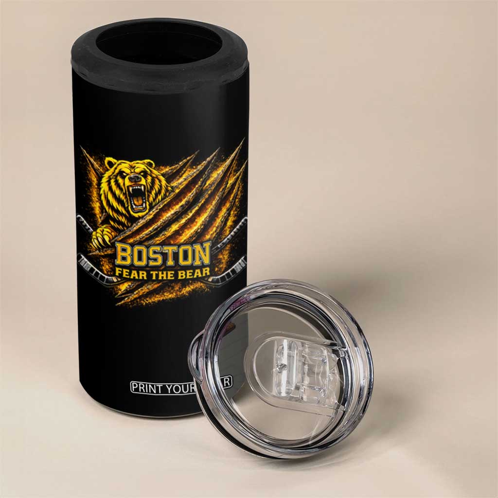 Boston Ice Hockey 4 in 1 Can Cooler Tumbler Retro Fear The Bear Funny Sarcastic Saying TS10 Print Your Wear