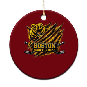 Boston Ice Hockey Ceramic Ornament Retro Fear The Bear Funny Sarcastic Saying TS10 1pc Red Print Your Wear