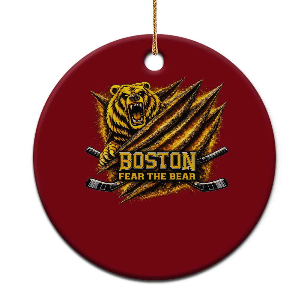 Boston Ice Hockey Ceramic Ornament Retro Fear The Bear Funny Sarcastic Saying TS10 1pc Red Print Your Wear