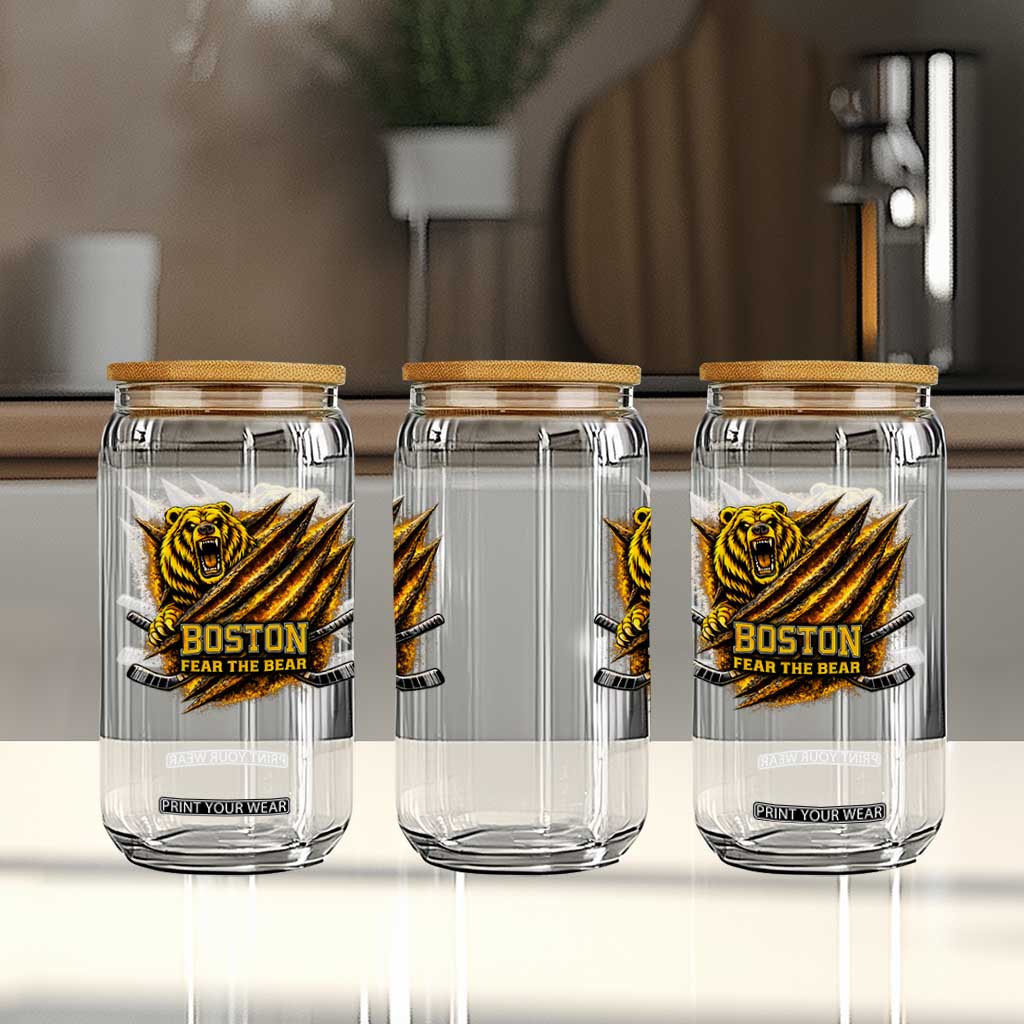 Boston Ice Hockey Glass Can Retro Fear The Bear Funny Sarcastic Saying TS10 Print Your Wear
