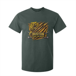 Boston Ice Hockey T Shirt For Kid Retro Fear The Bear Funny Sarcastic Saying TS10 Dark Forest Green Print Your Wear