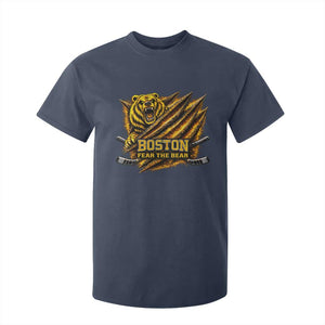 Boston Ice Hockey T Shirt For Kid Retro Fear The Bear Funny Sarcastic Saying TS10 Navy Print Your Wear