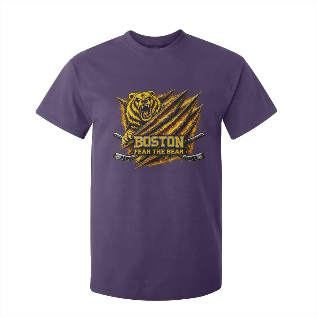Boston Ice Hockey T Shirt For Kid Retro Fear The Bear Funny Sarcastic Saying TS10 Purple Print Your Wear
