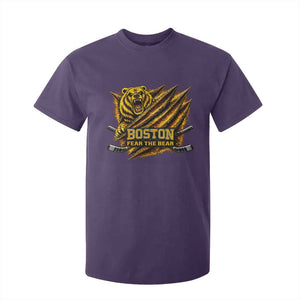 Boston Ice Hockey T Shirt For Kid Retro Fear The Bear Funny Sarcastic Saying TS10 Purple Print Your Wear