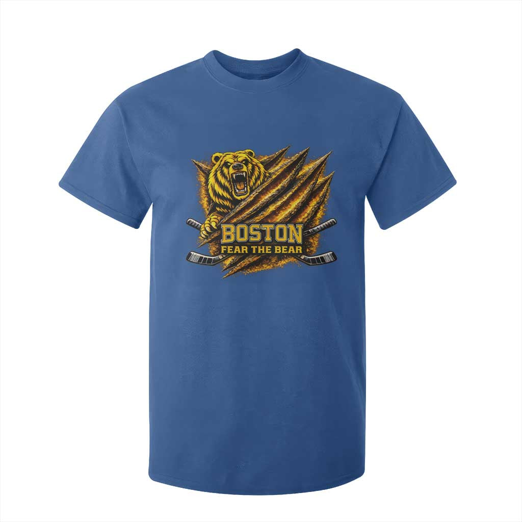 Boston Ice Hockey T Shirt For Kid Retro Fear The Bear Funny Sarcastic Saying TS10 Royal Blue Print Your Wear
