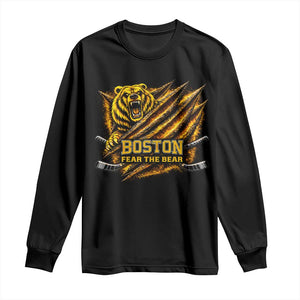 Boston Ice Hockey Long Sleeve Shirt Retro Fear The Bear Funny Sarcastic Saying TS10 Black Print Your Wear