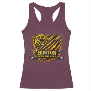 Boston Ice Hockey Racerback Tank Top Retro Fear The Bear Funny Sarcastic Saying TS10 Maroon Print Your Wear