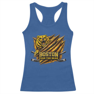 Boston Ice Hockey Racerback Tank Top Retro Fear The Bear Funny Sarcastic Saying TS10 Royal Blue Print Your Wear