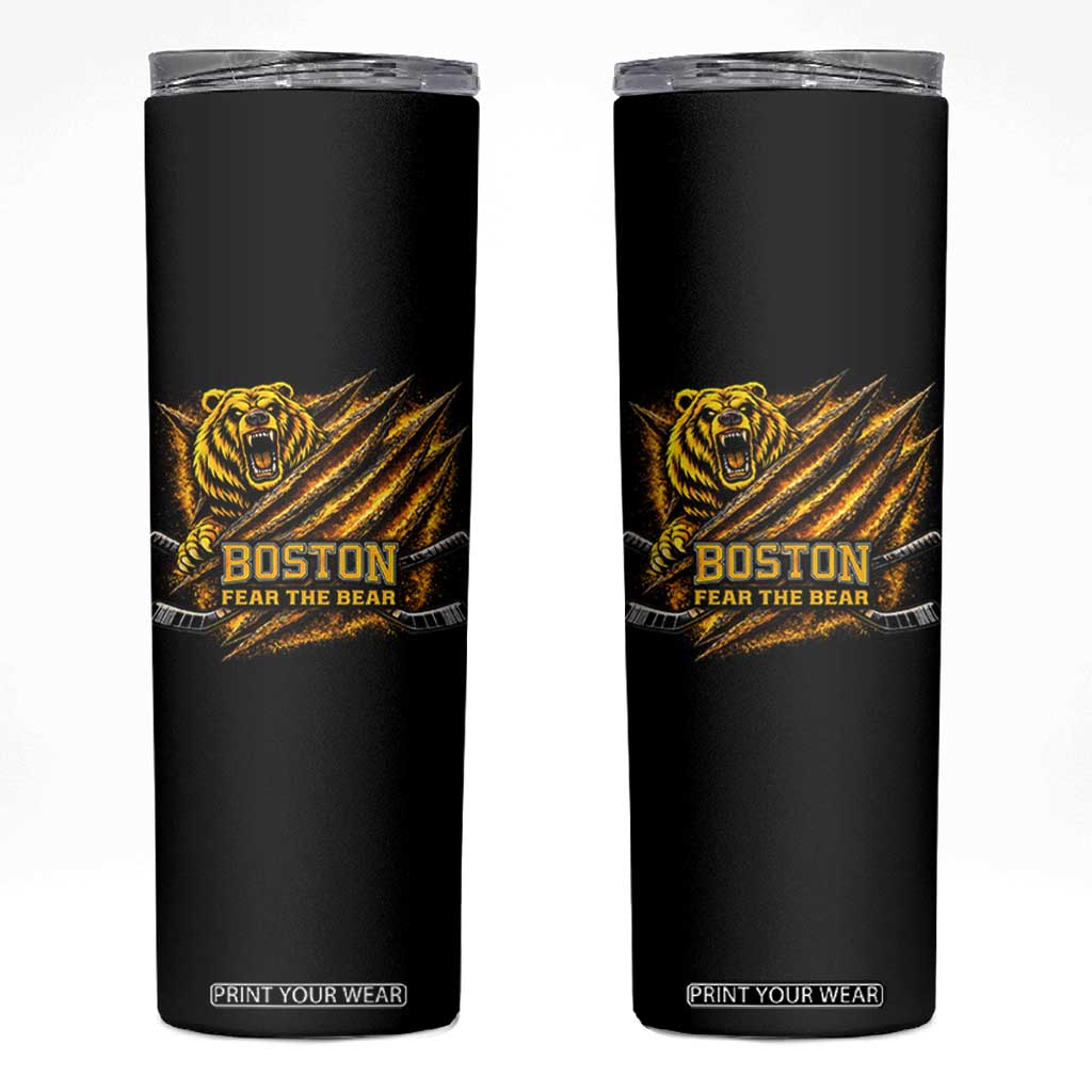 Boston Ice Hockey Skinny Tumbler Retro Fear The Bear Funny Sarcastic Saying TS10 Black Print Your Wear