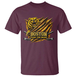 Boston Ice Hockey T Shirt Retro Fear The Bear Funny Sarcastic Saying TS10 Maroon Print Your Wear