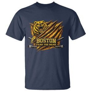 Boston Ice Hockey T Shirt Retro Fear The Bear Funny Sarcastic Saying TS10 Navy Print Your Wear